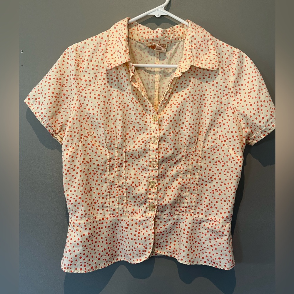 Polka dot short sleeve blouse by April Cornell - Picture 1 of 8